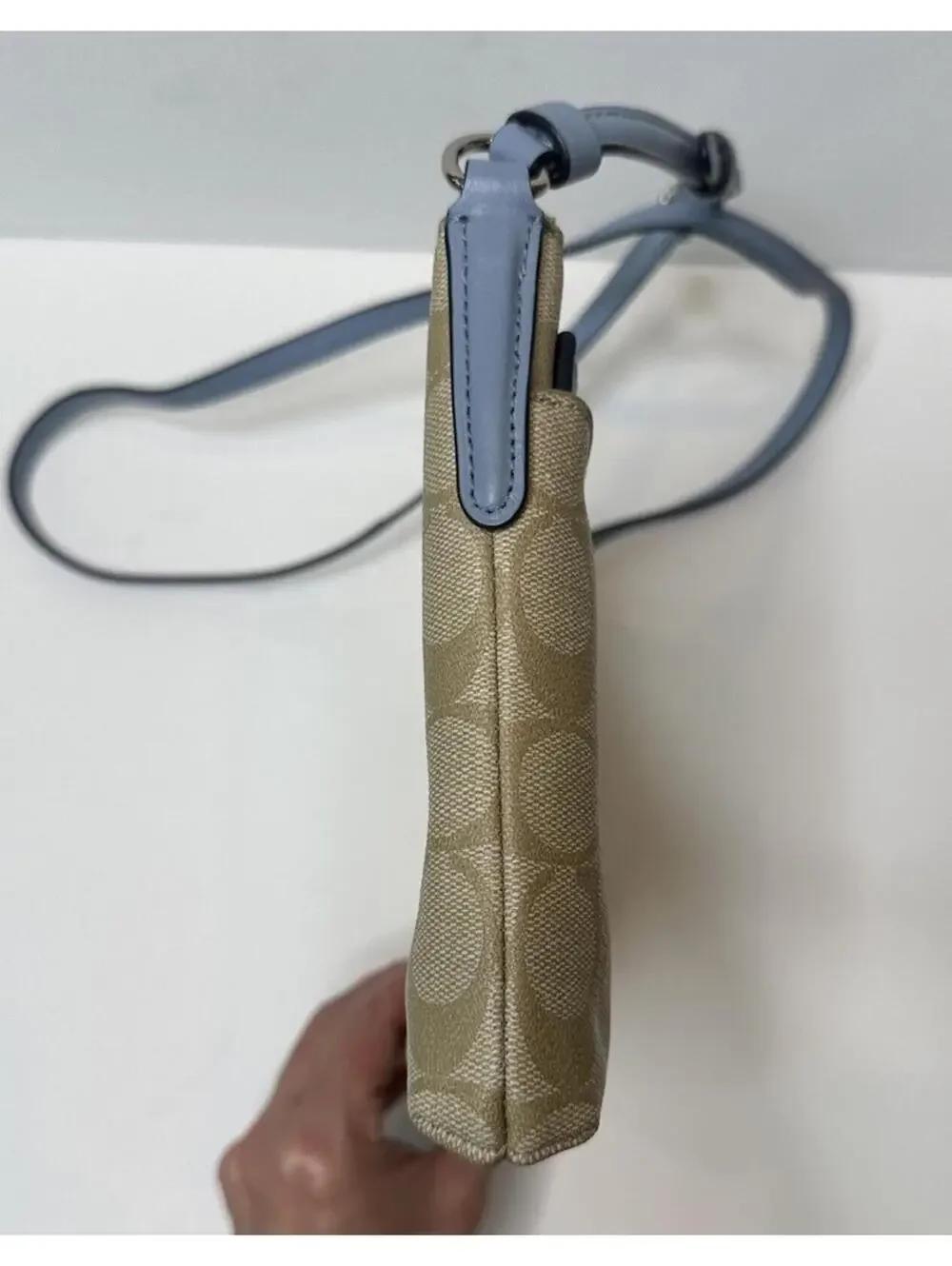 Coach SIgnature East West Crossbody Handbag Light Khaki Pool  Zip Pouch F58316 - Picture 7 of 9